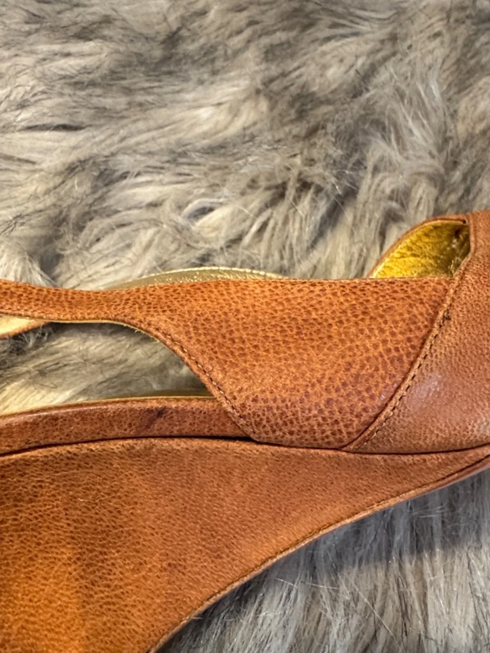 Vintage Prada Women's Brown Leather Slingback Wedge Sandals Size 36 - Picture 10 of 13